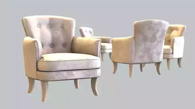 Vintage Chair Cream Velvet Upholstery LightOak Natural Legs