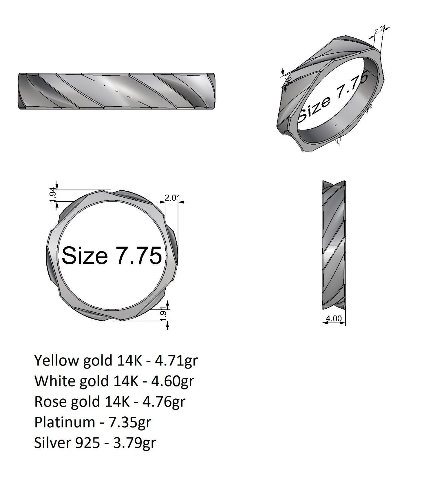 Engagement ring 3D print model_8