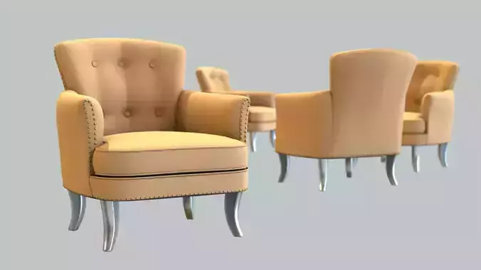 Vintage Chair Camel Wool Upholstery Zinc Legs