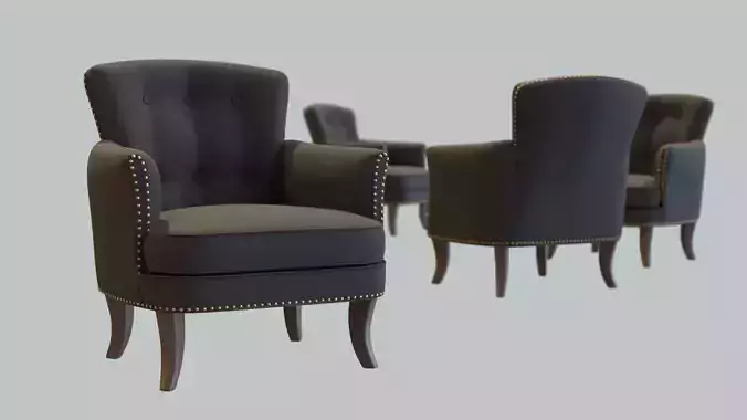 Vintage Chair Black Cotton Upholstery DarkOak Natural Legs