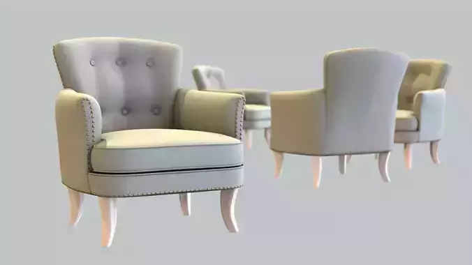 Vintage Chair Heather Grey Wool Upholstery Birch Natural Legs