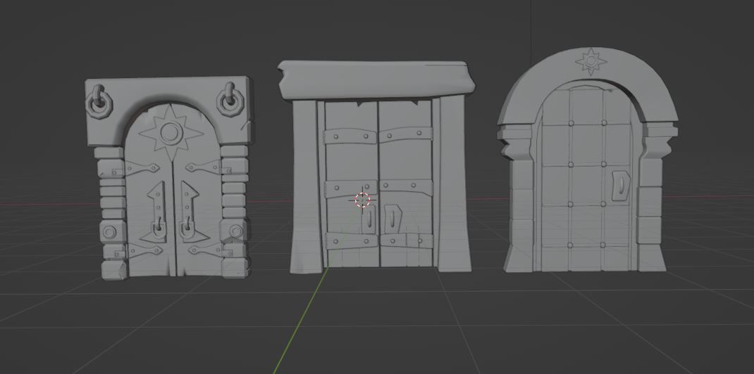 wooden doors Low-poly 3D model_4