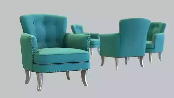 Vintage Chair Teal Linen Upholstery Galvanized Steel Legs