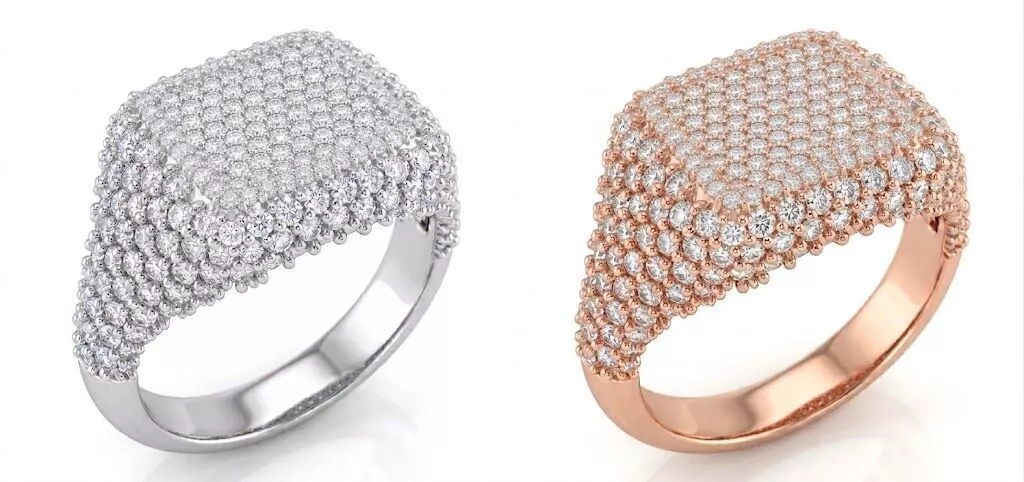 Pave Diamond Dome Ring Multi Stone CAD Model 3D print model