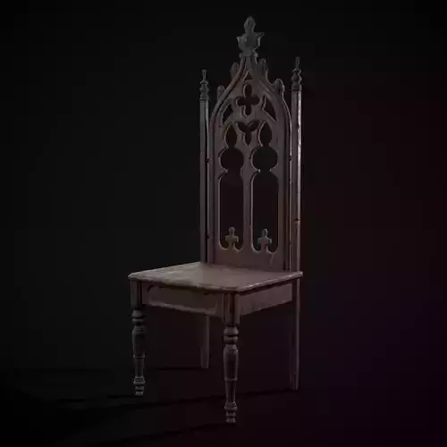 Gothic Mahogany Chair Low-poly 3D model