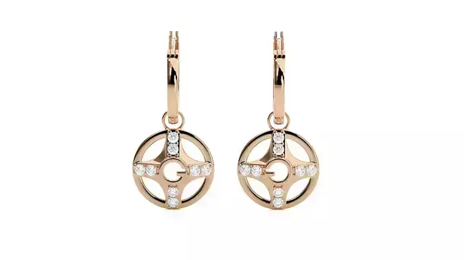 Diamond Drop Earrings 3dm stl renders details 3D print model