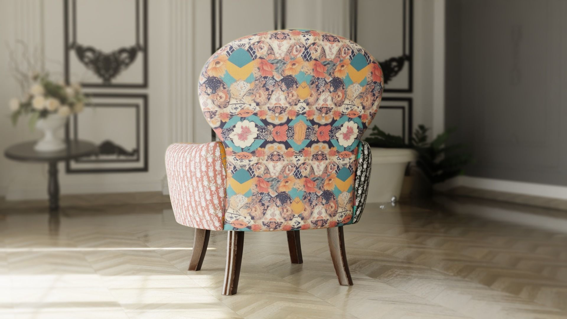 Furniture Accent Chairs Bohemian Low-poly 3D model_3