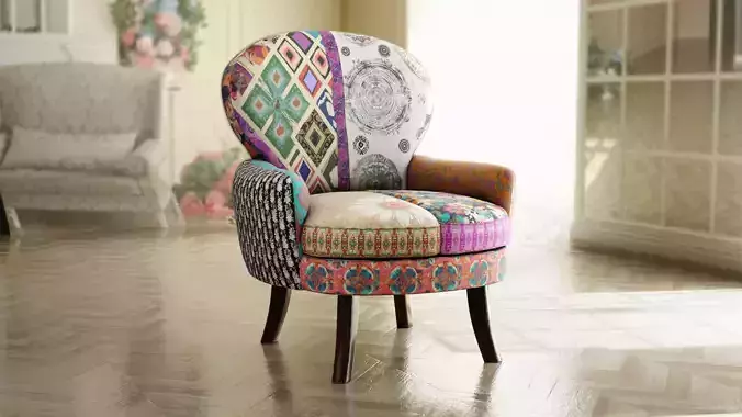 Furniture Accent Chairs Bohemian Low-poly 3D model