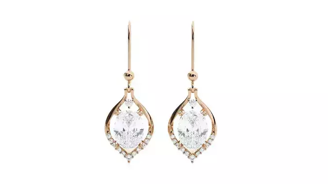 Solitaire Diamond Drop Earrings 3dm stl renders details