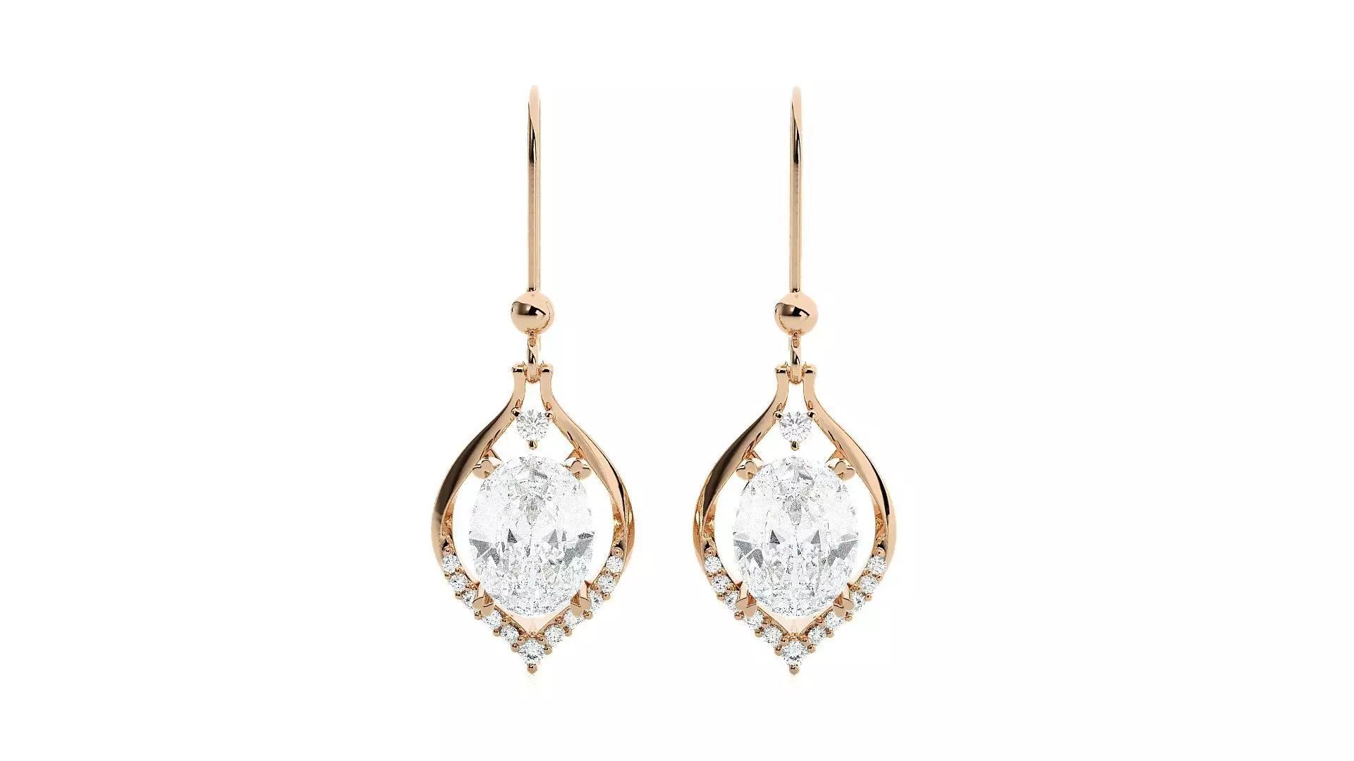 Solitaire Diamond Drop Earrings 3dm stl renders details 3D print model_0