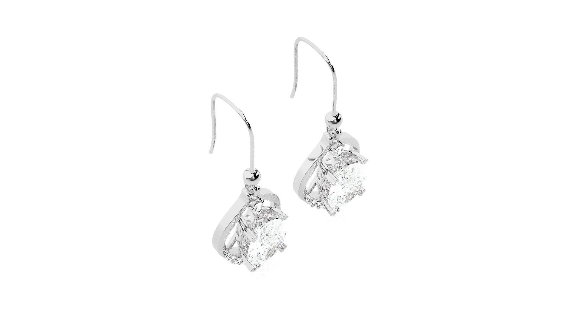 Solitaire Diamond Drop Earrings 3dm stl renders details 3D print model_6