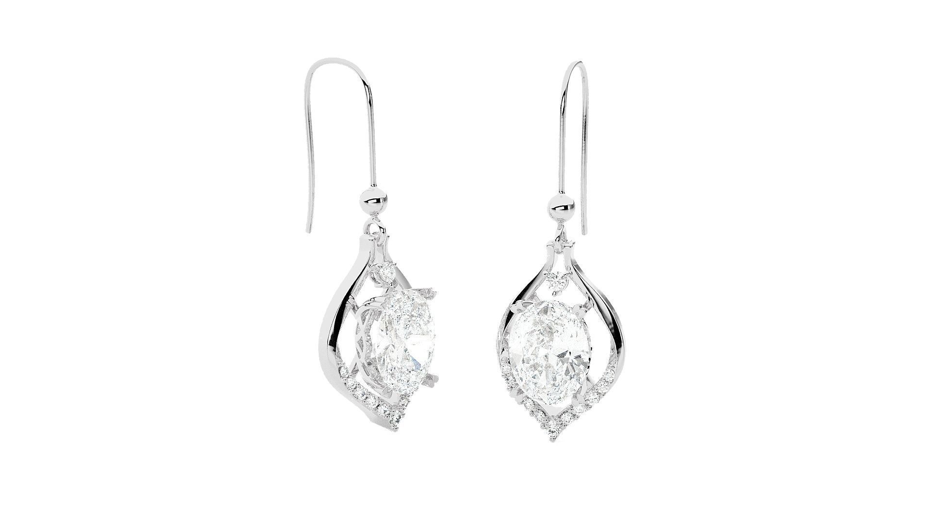 Solitaire Diamond Drop Earrings 3dm stl renders details 3D print model_8