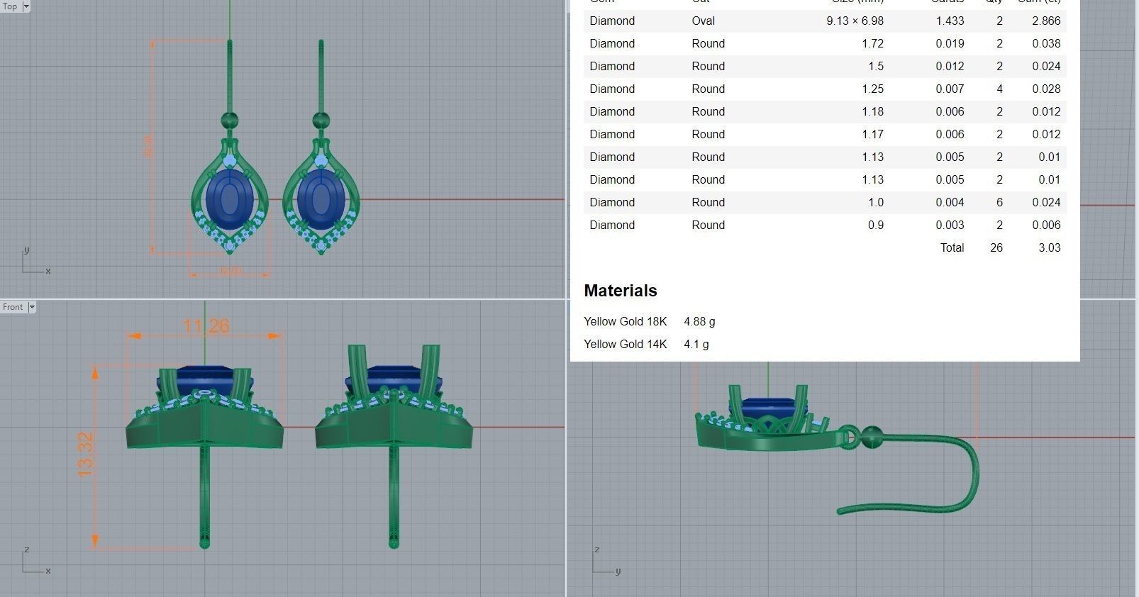 Solitaire Diamond Drop Earrings 3dm stl renders details 3D print model_3