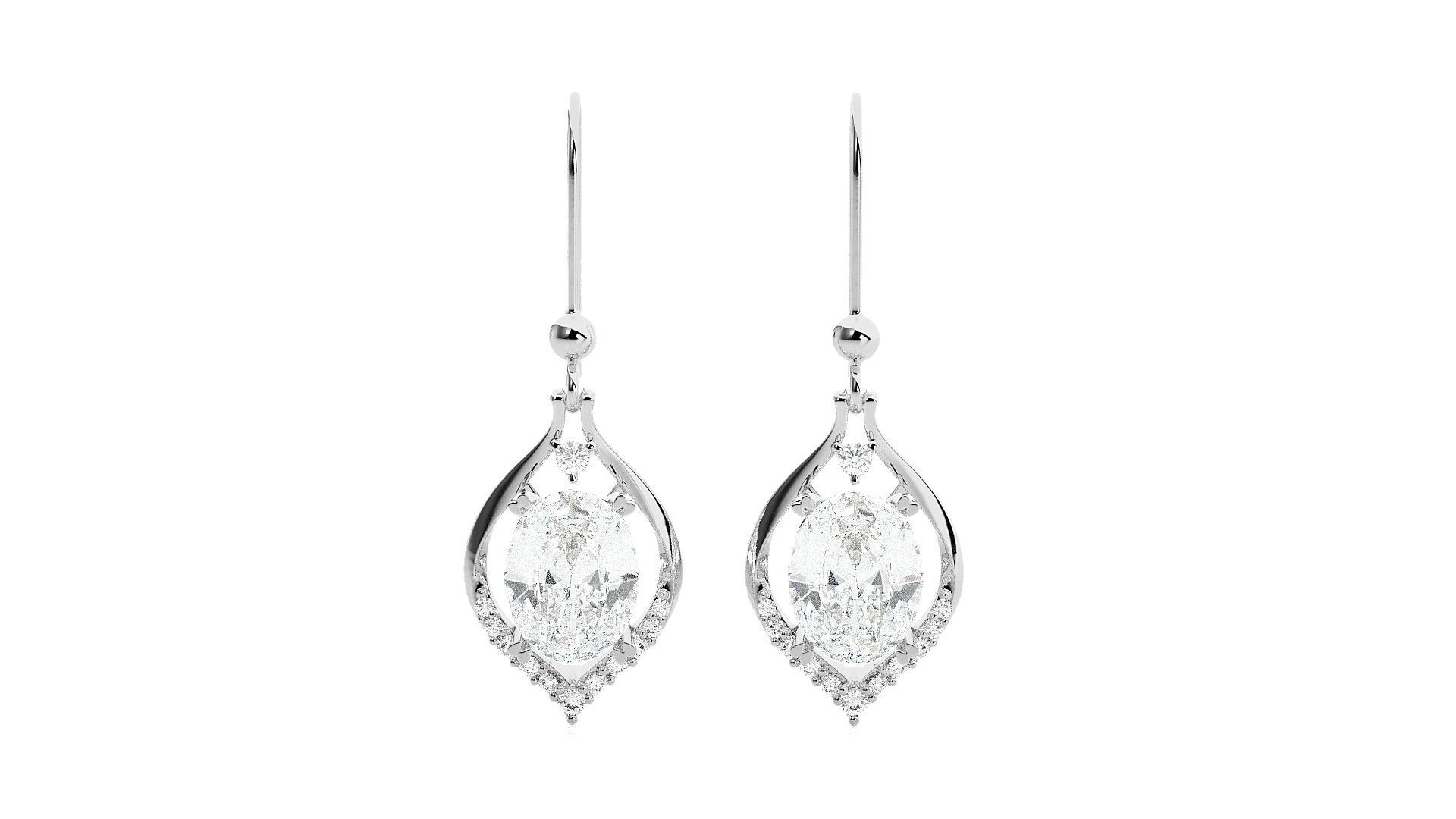 Solitaire Diamond Drop Earrings 3dm stl renders details 3D print model_5
