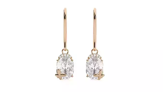 Butterfly Diamond Drop Earrings 3dm stl renders details 3D print model
