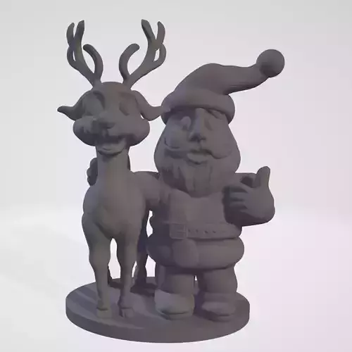 3D Printable  Funny Santa Claus with Deer - Christmas decoration