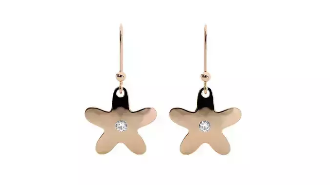 Star Fish Diamond Drop Earrings 3dm stl renders details