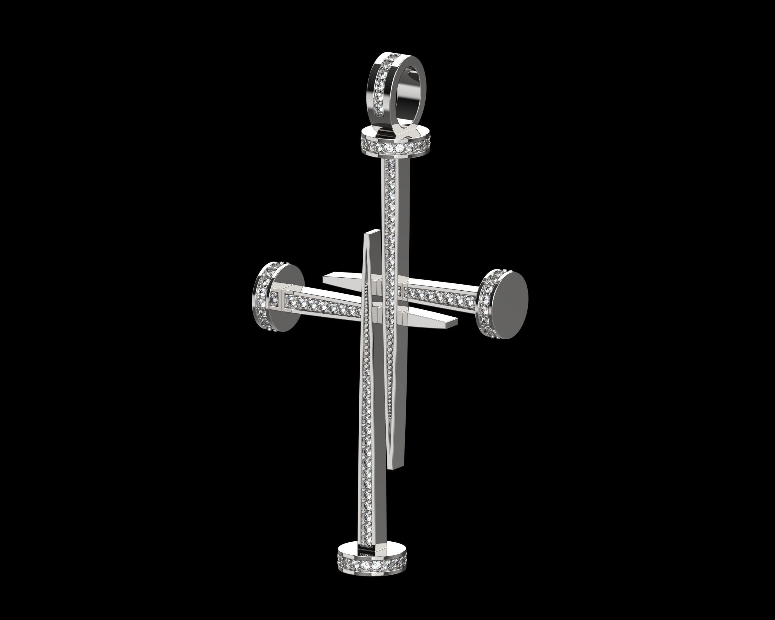 Nail Cross with Diamonds N175 3D print model_20