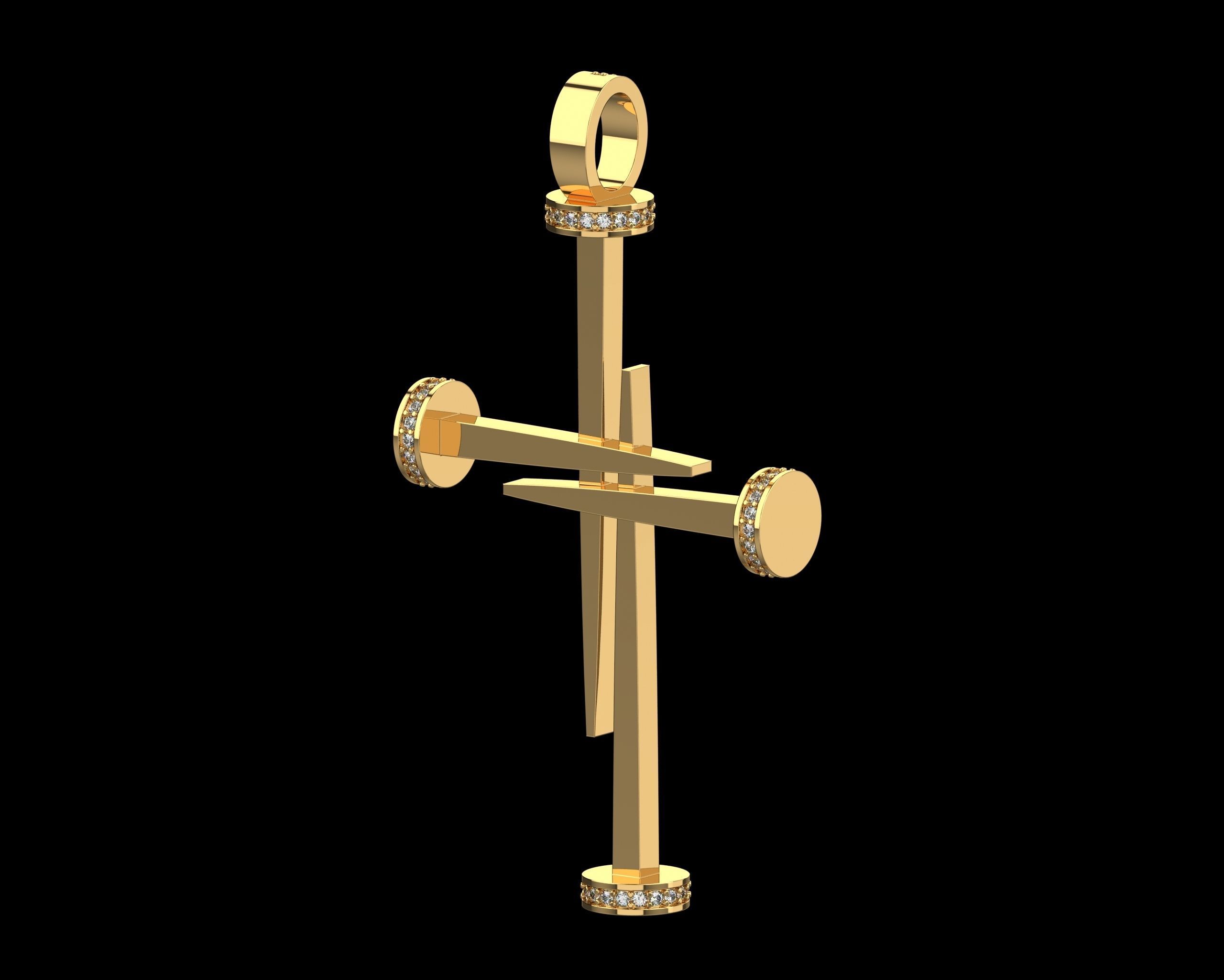 Nail Cross with Diamonds N175 3D print model_5
