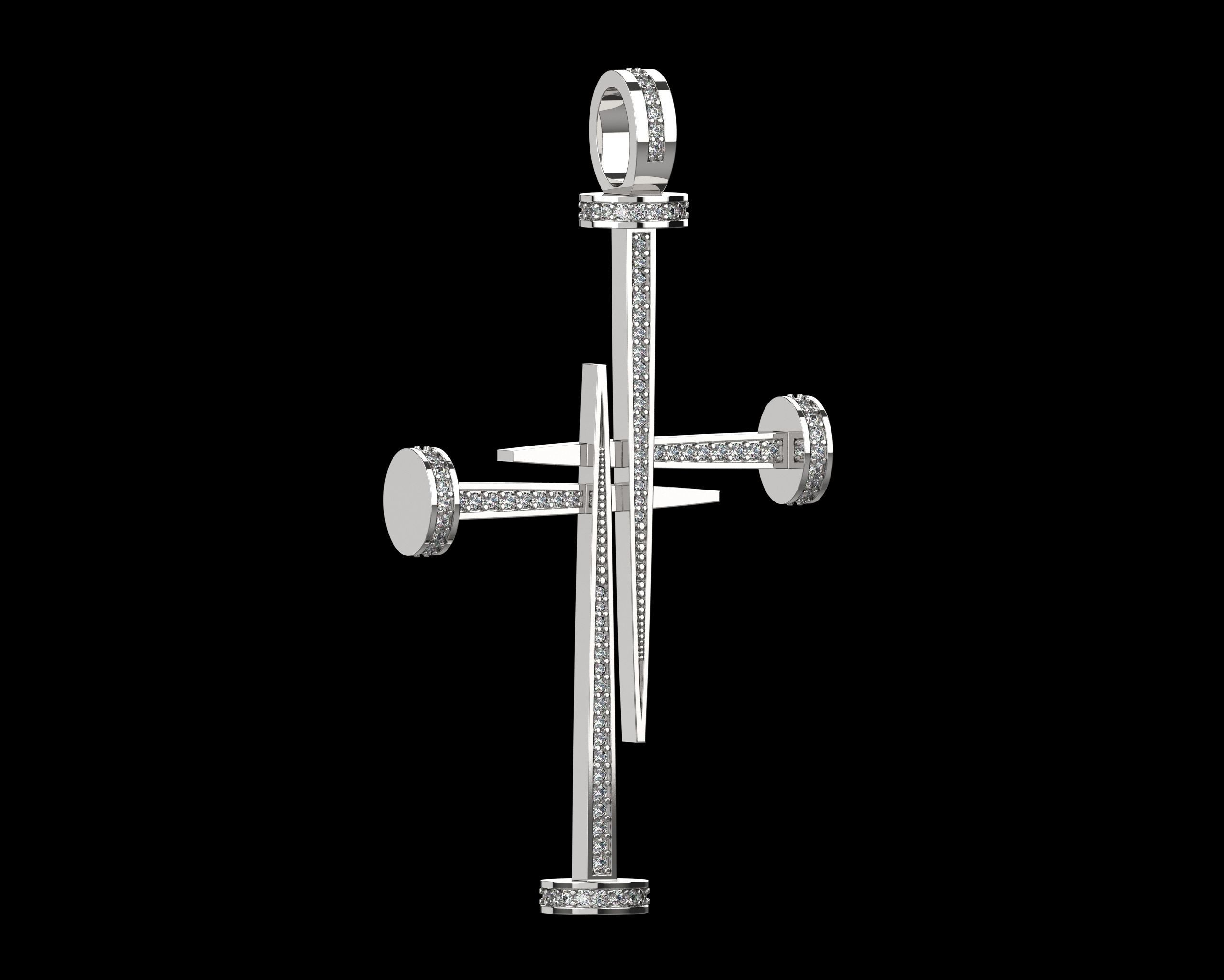 Nail Cross with Diamonds N175 3D print model_17
