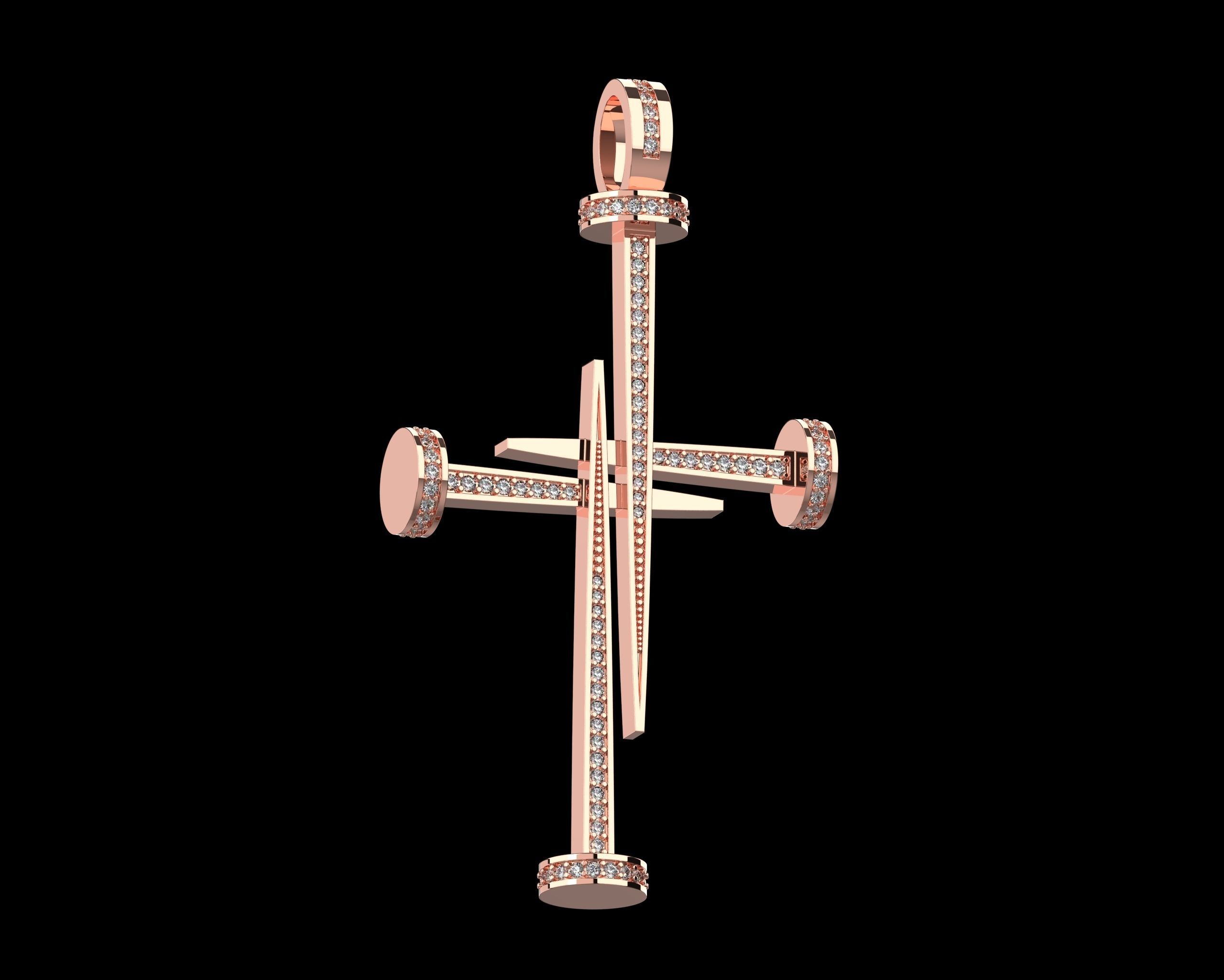 Nail Cross with Diamonds N175 3D print model_11