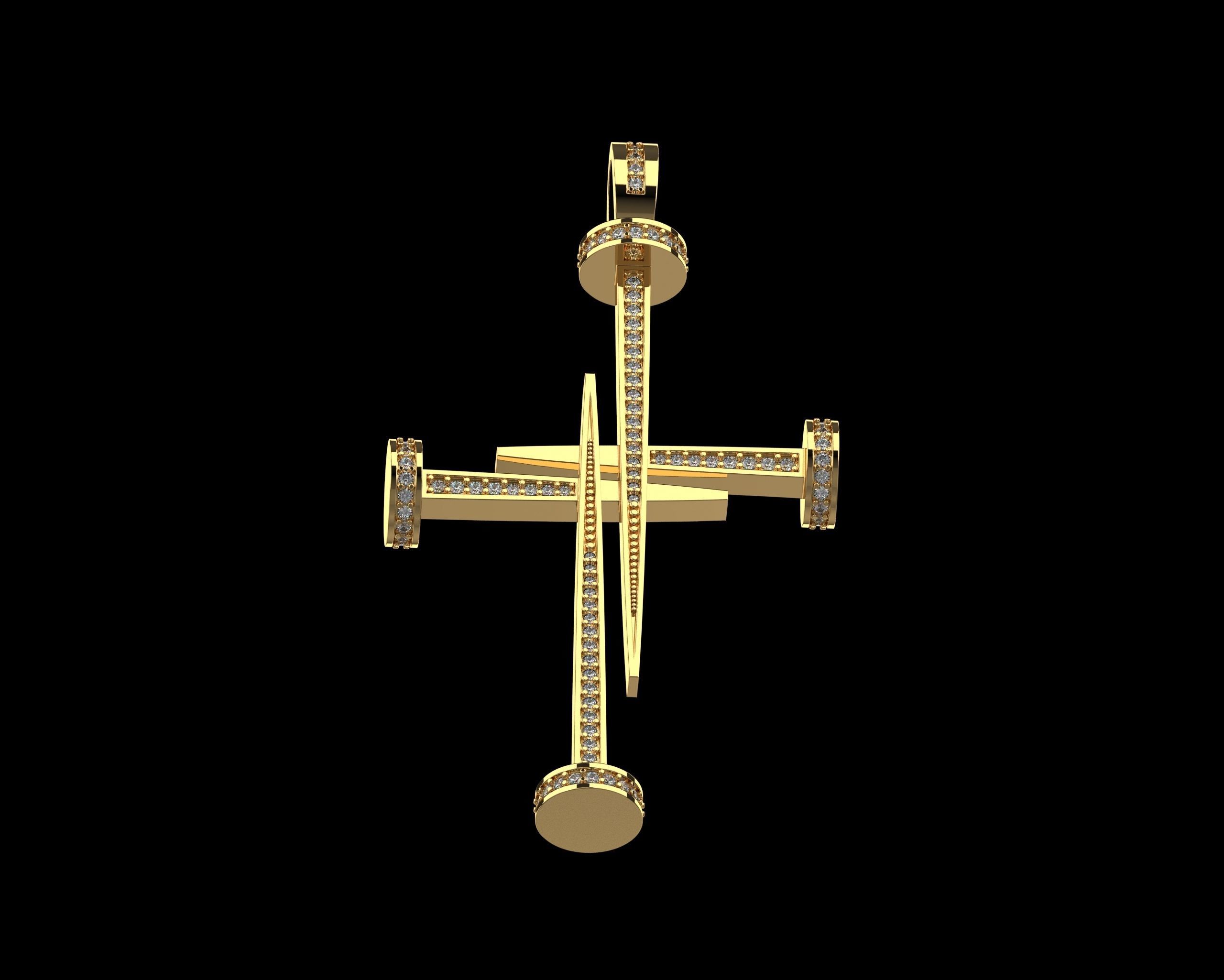 Nail Cross with Diamonds N175 3D print model_2