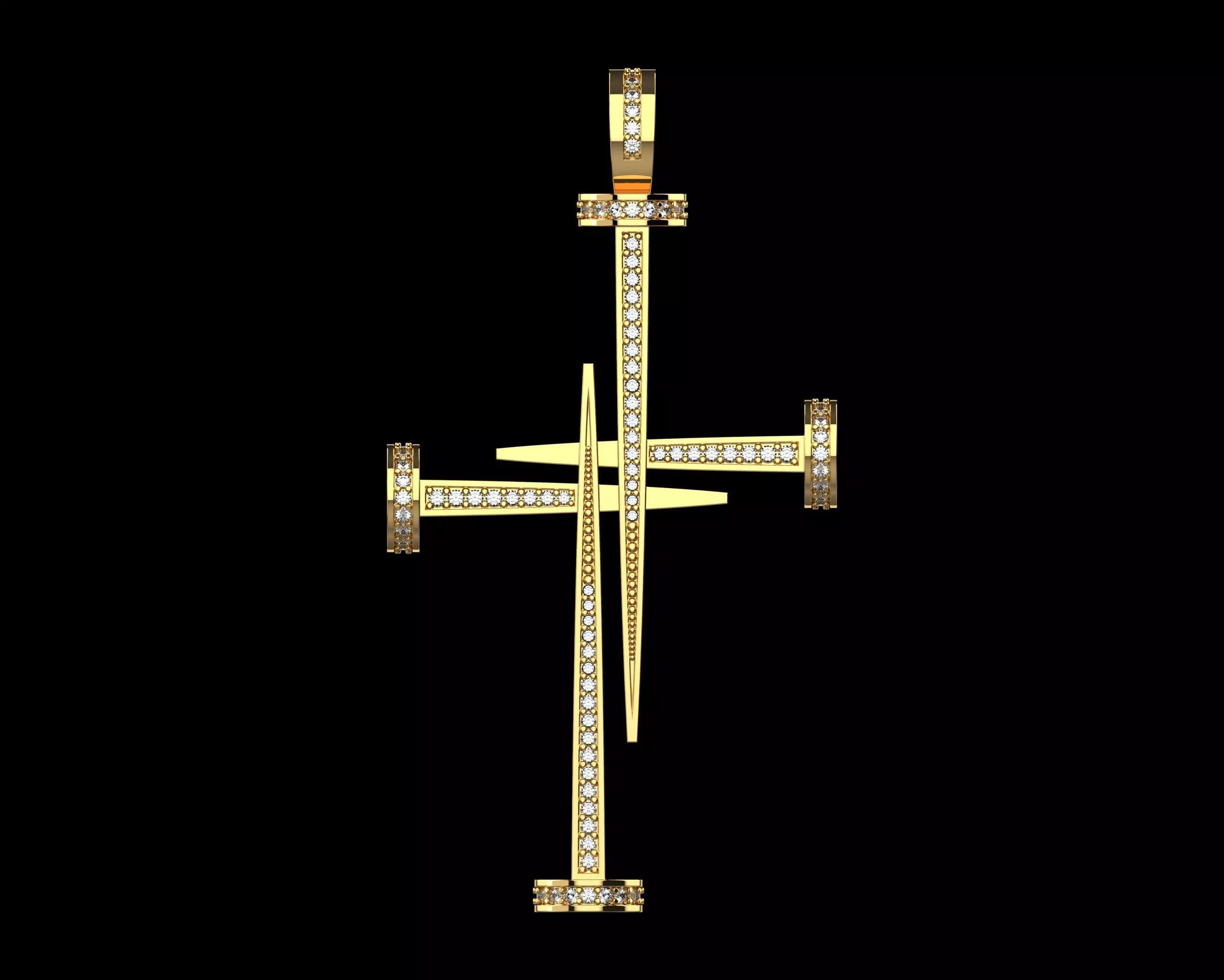Nail Cross with Diamonds N175 3D print model_0