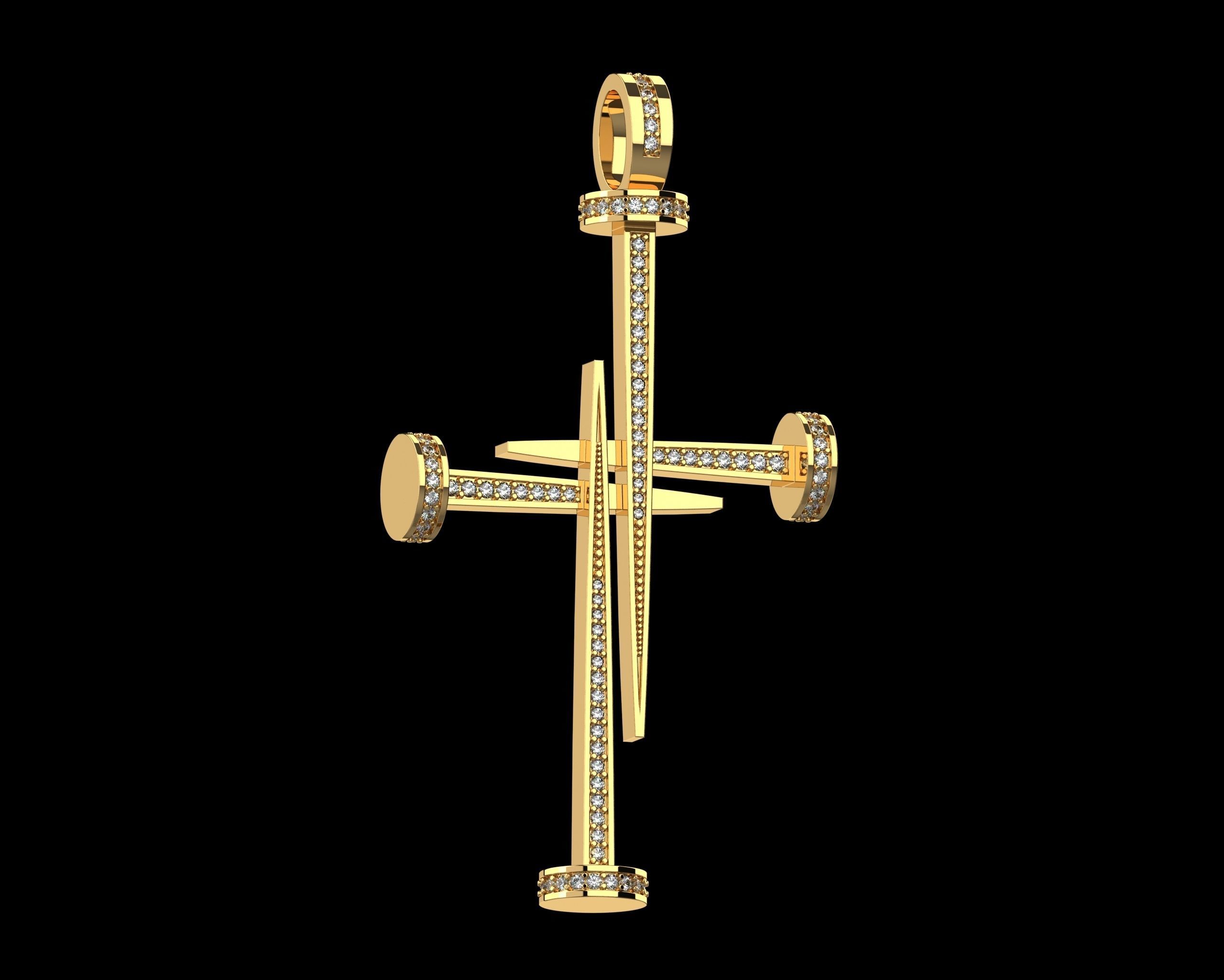 Nail Cross with Diamonds N175 3D print model_1