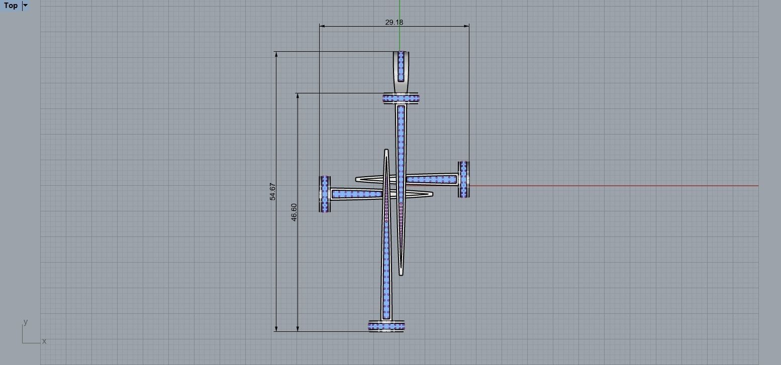 Nail Cross with Diamonds N175 3D print model_6