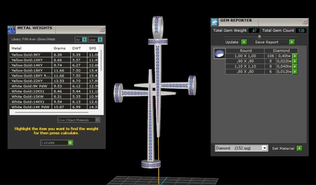 Nail Cross with Diamonds N175 3D print model_7