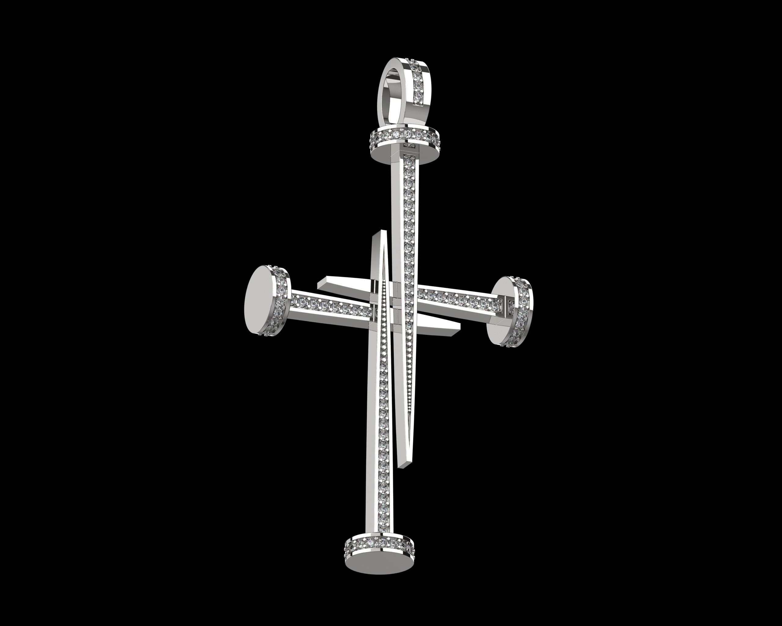 Nail Cross with Diamonds N175 3D print model_18