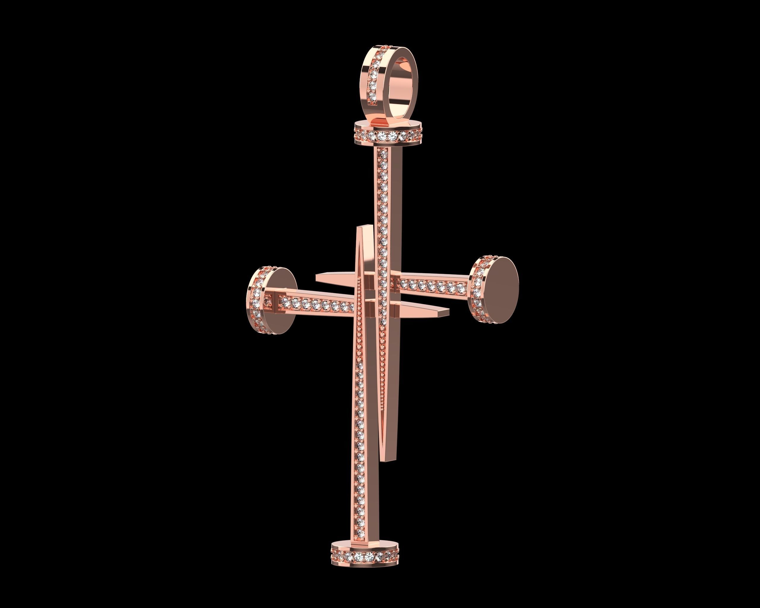 Nail Cross with Diamonds N175 3D print model_13