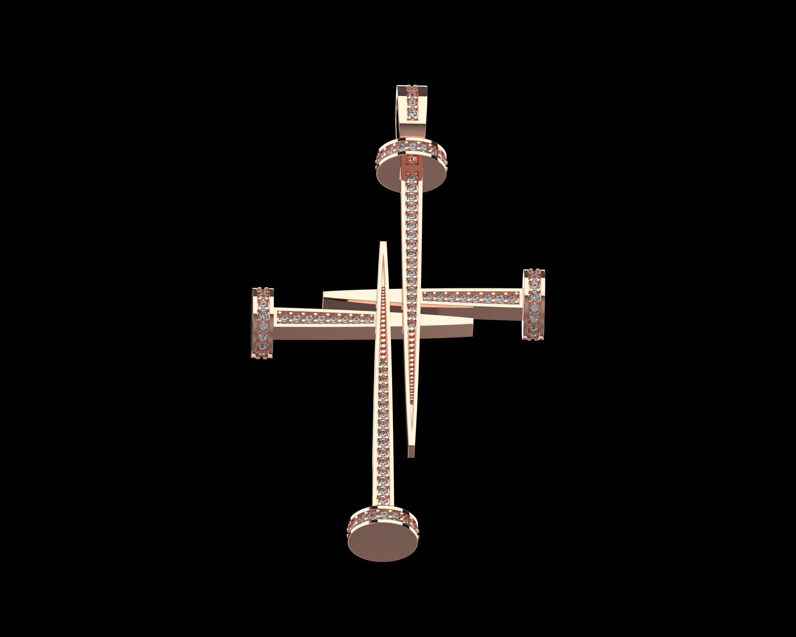 Nail Cross with Diamonds N175 3D print model_14