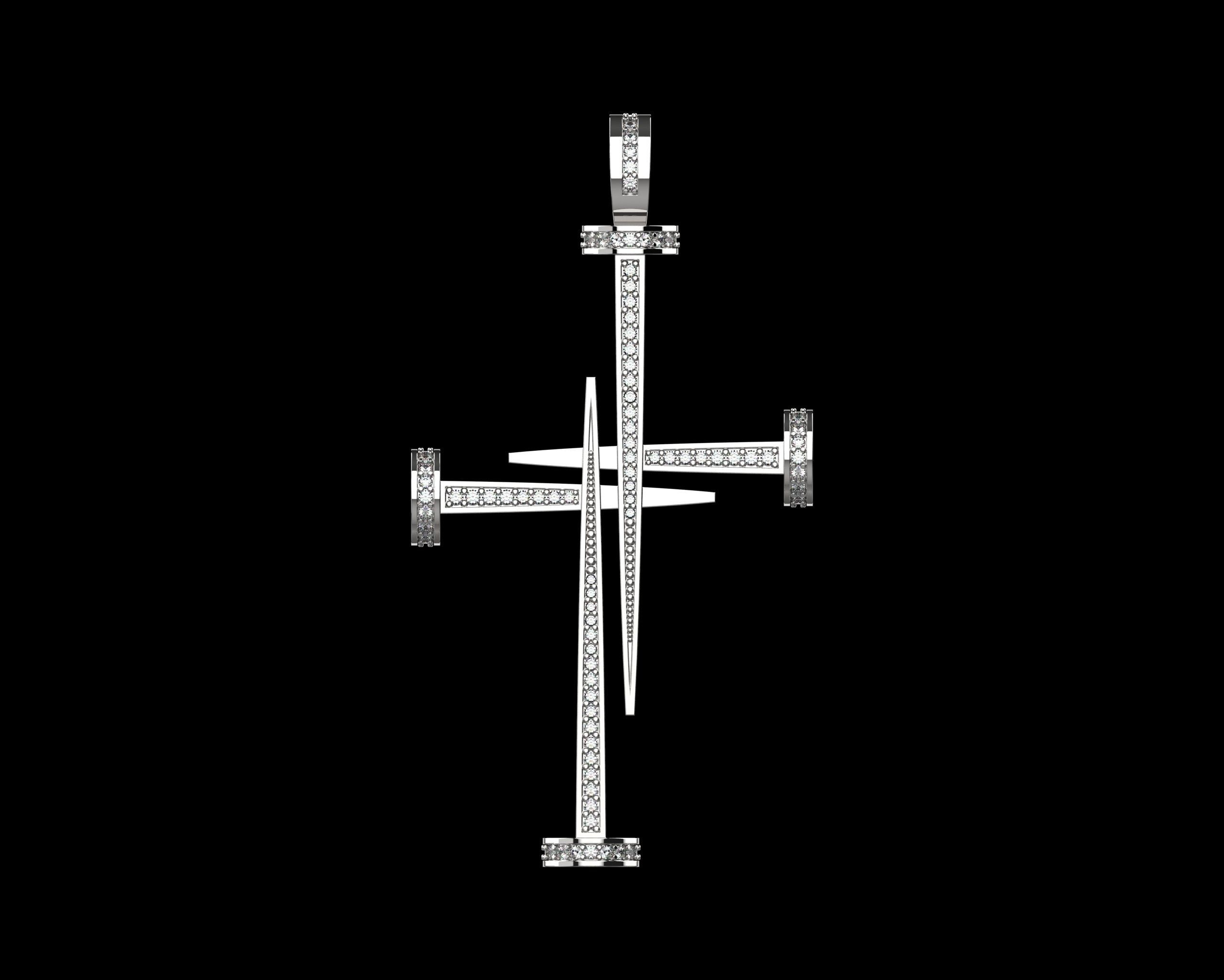 Nail Cross with Diamonds N175 3D print model_16