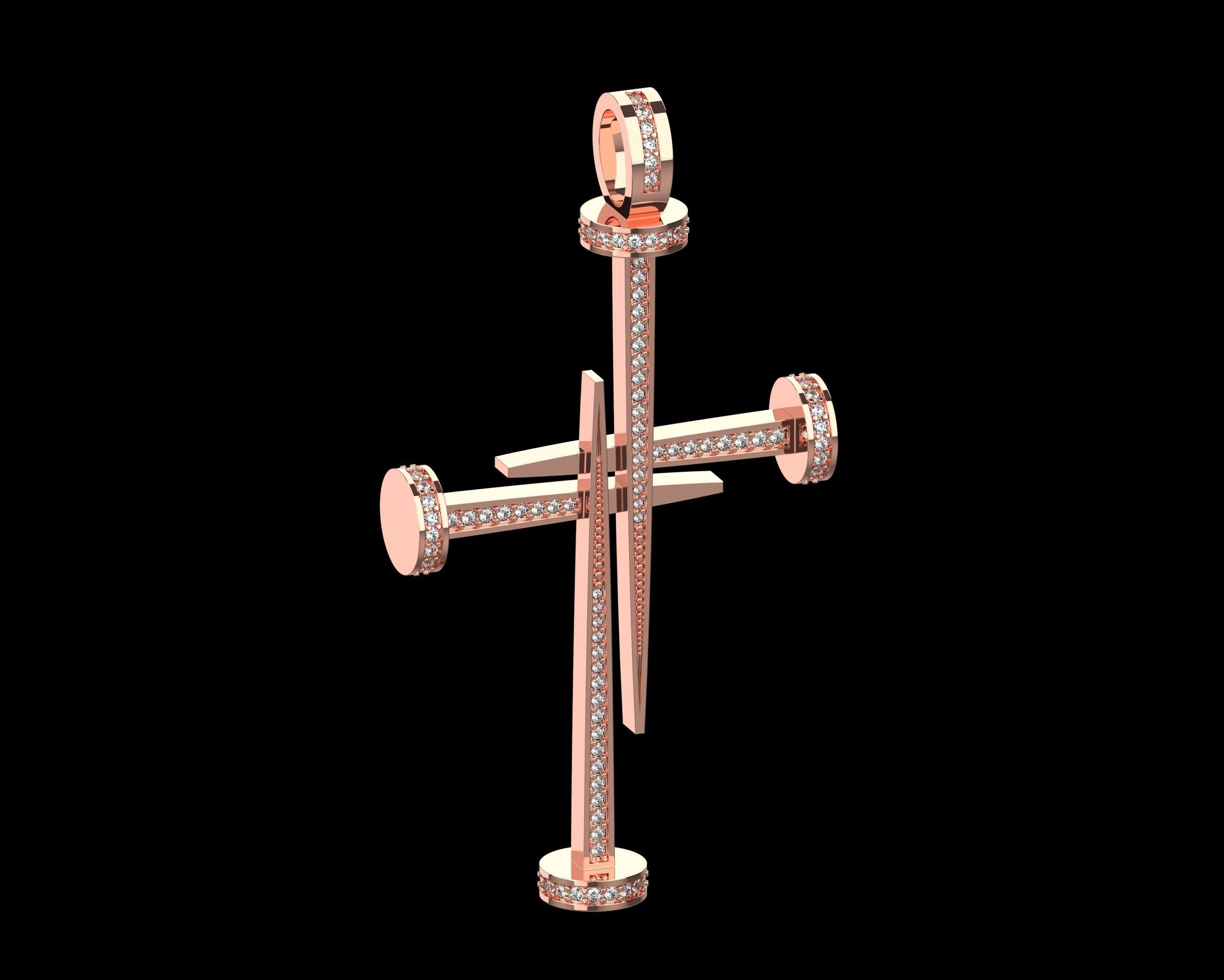 Nail Cross with Diamonds N175 3D print model_15
