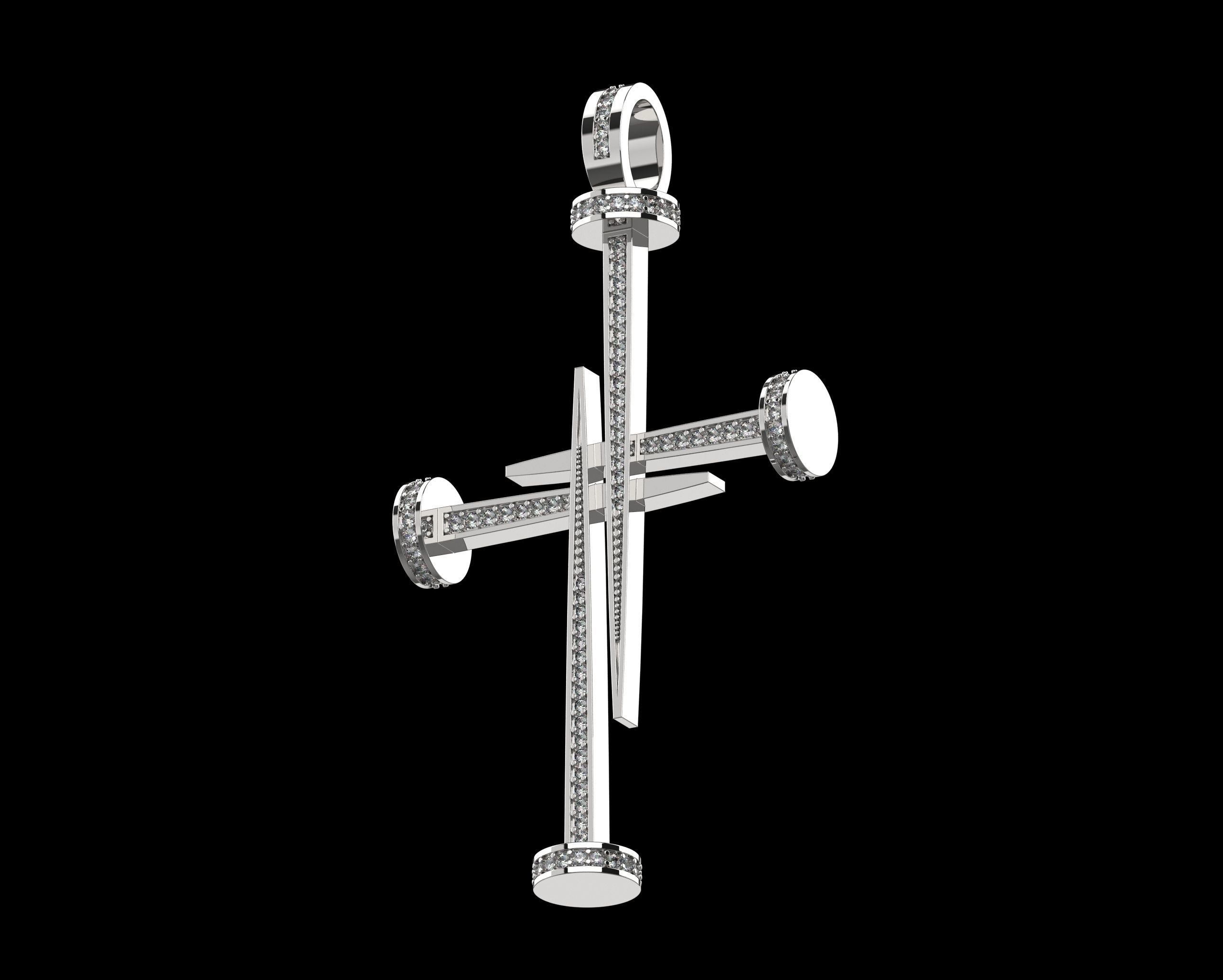 Nail Cross with Diamonds N175 3D print model_19