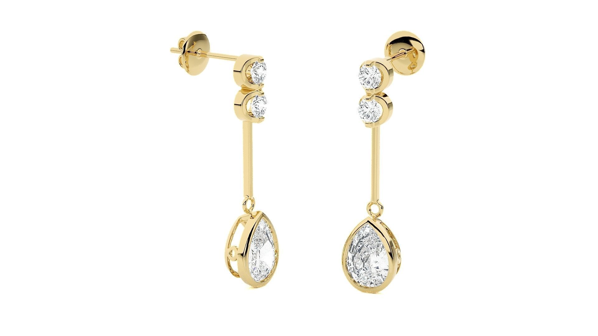 Pear Diamond Drop Earrings 3dm stl renders details 3D print model_12