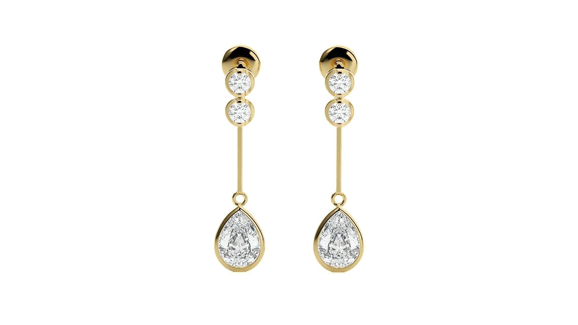 Pear Diamond Drop Earrings 3dm stl renders details 3D print model_9