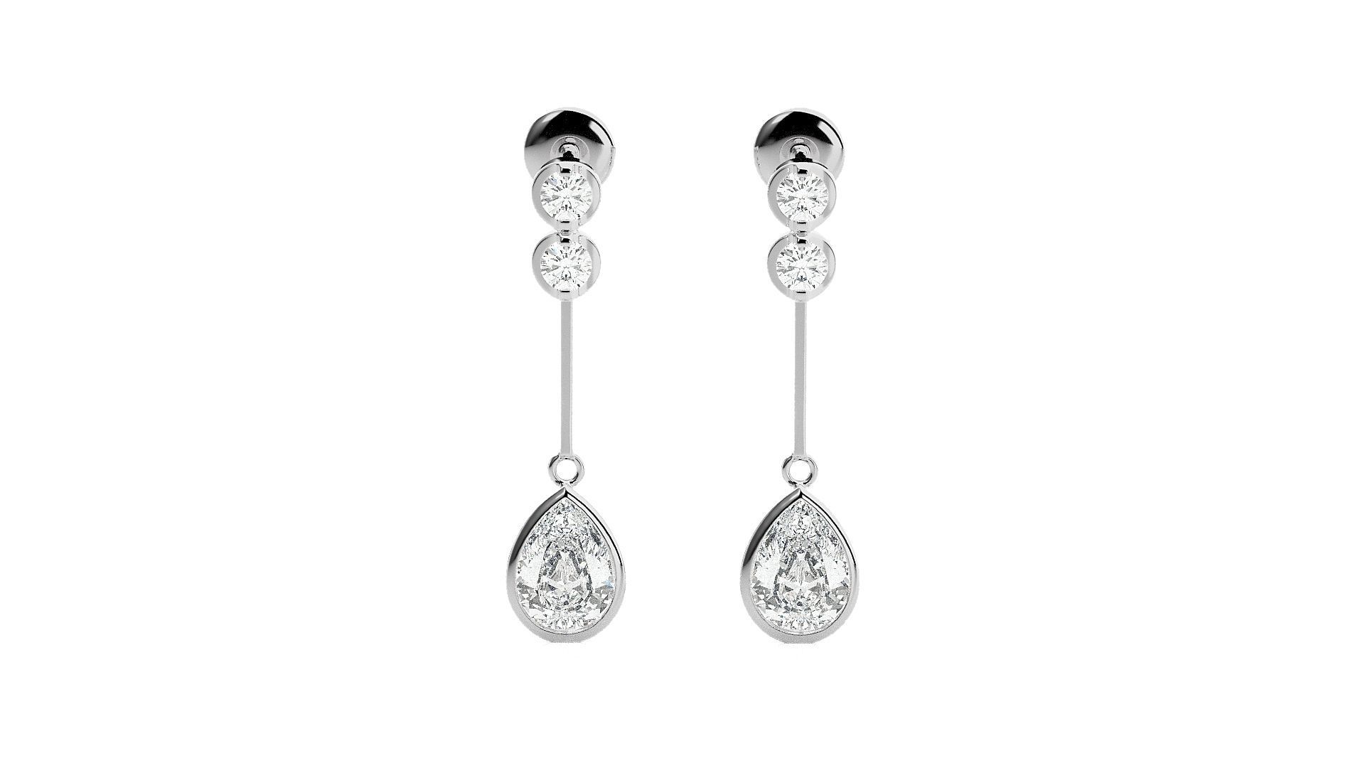 Pear Diamond Drop Earrings 3dm stl renders details 3D print model_5