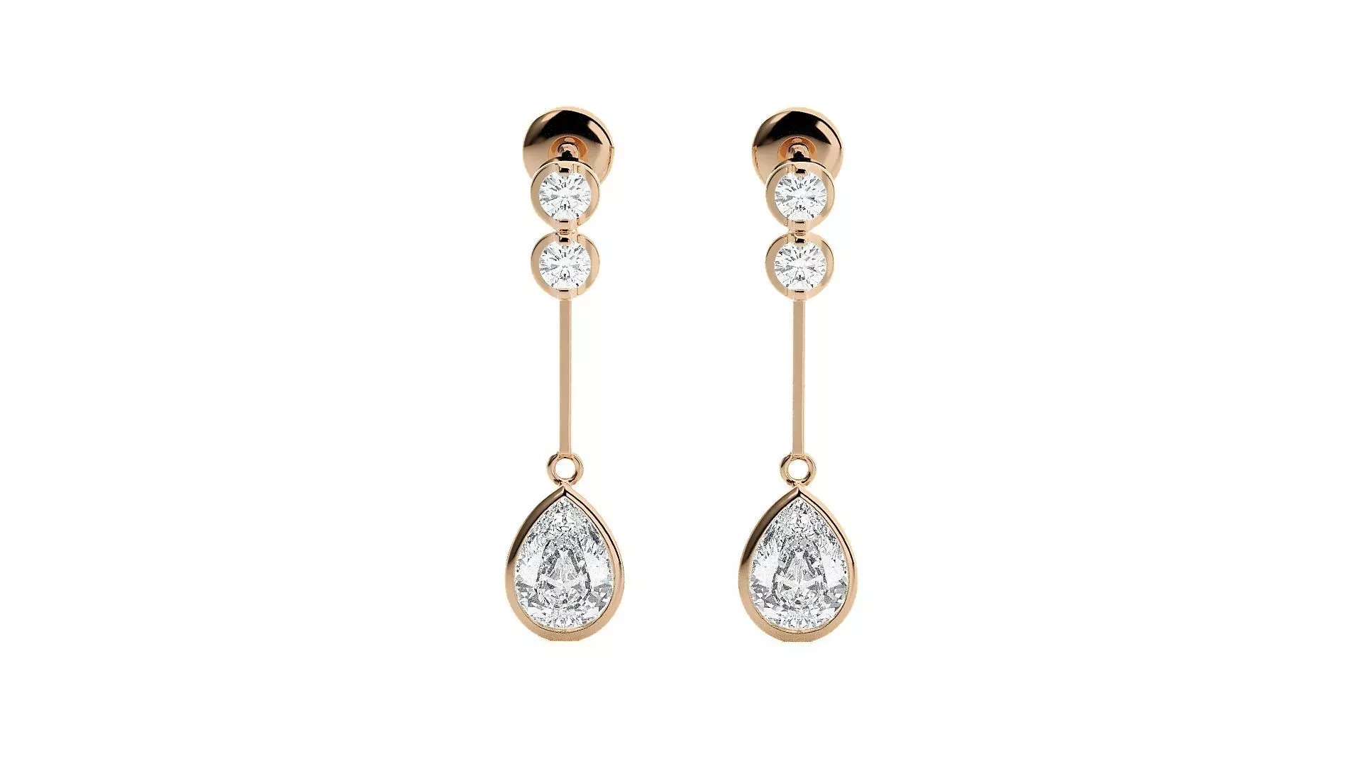Pear Diamond Drop Earrings 3dm stl renders details 3D print model_0