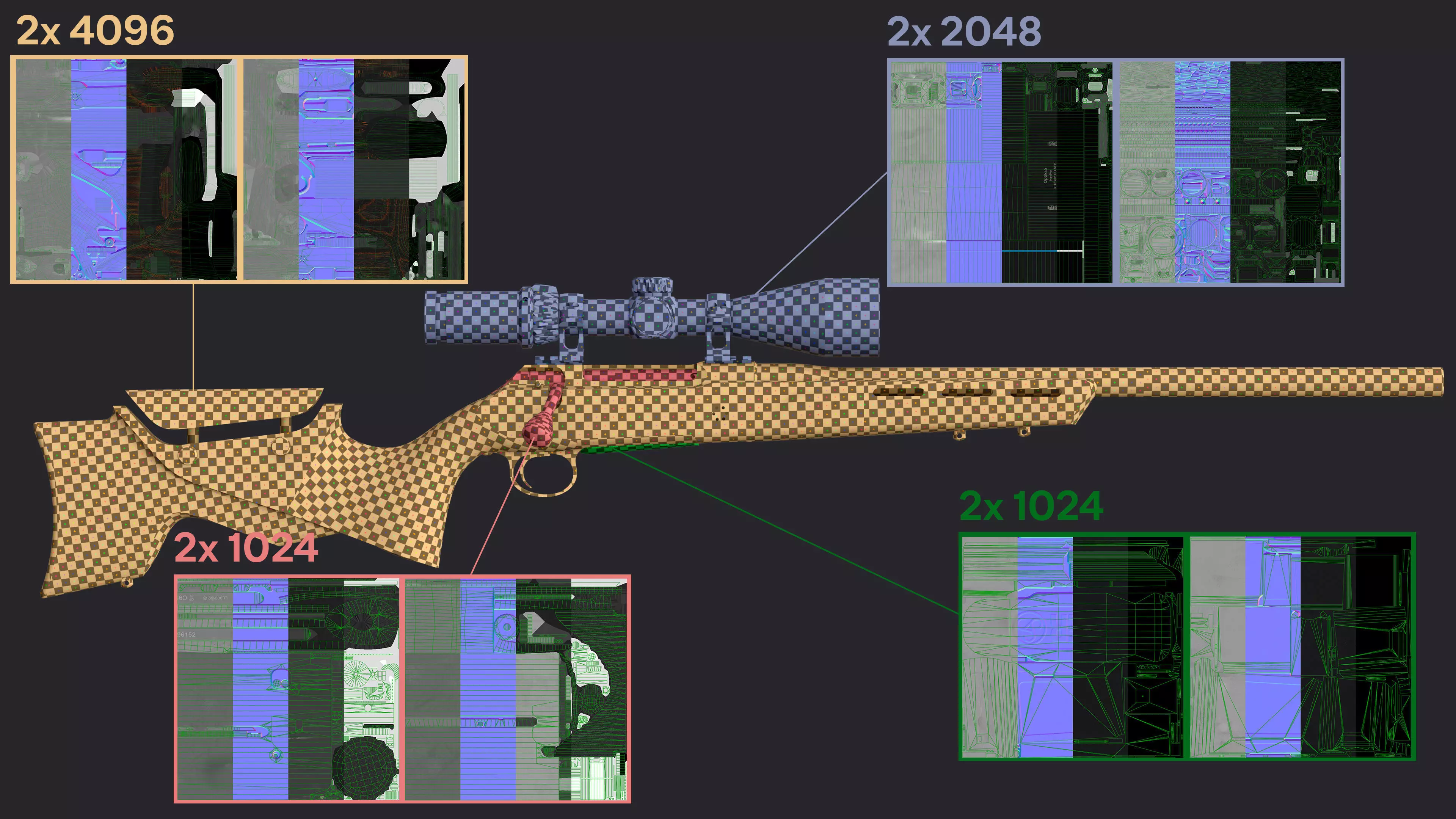 S100 Fieldshoot Sniper Rifle Low-poly 3D model_8