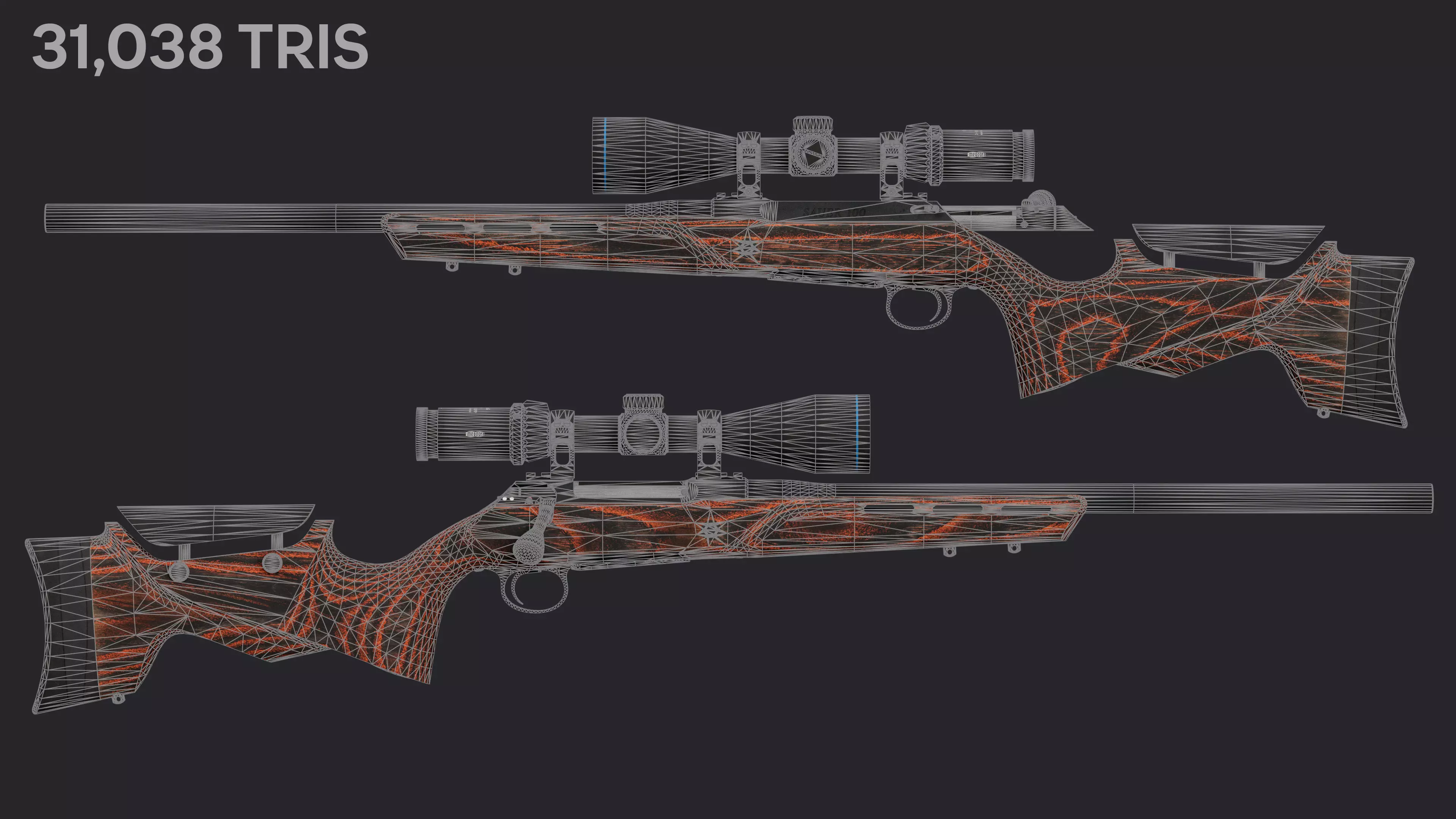 S100 Fieldshoot Sniper Rifle Low-poly 3D model_9