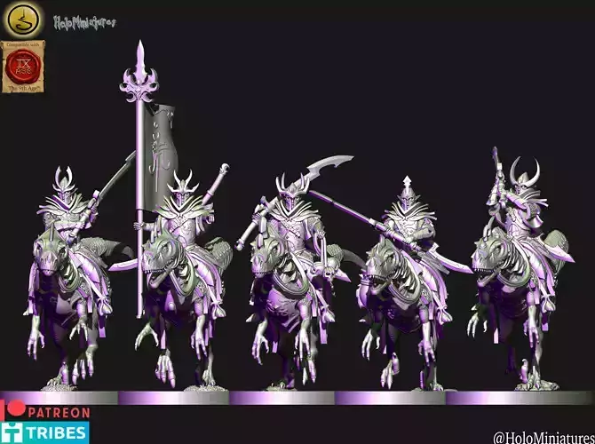 Dark Elves raptor riders with great weapons 3D print model