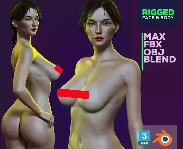 Beautiful Sexy Woman Nude with Rigging - Freya Free low-poly 3D model