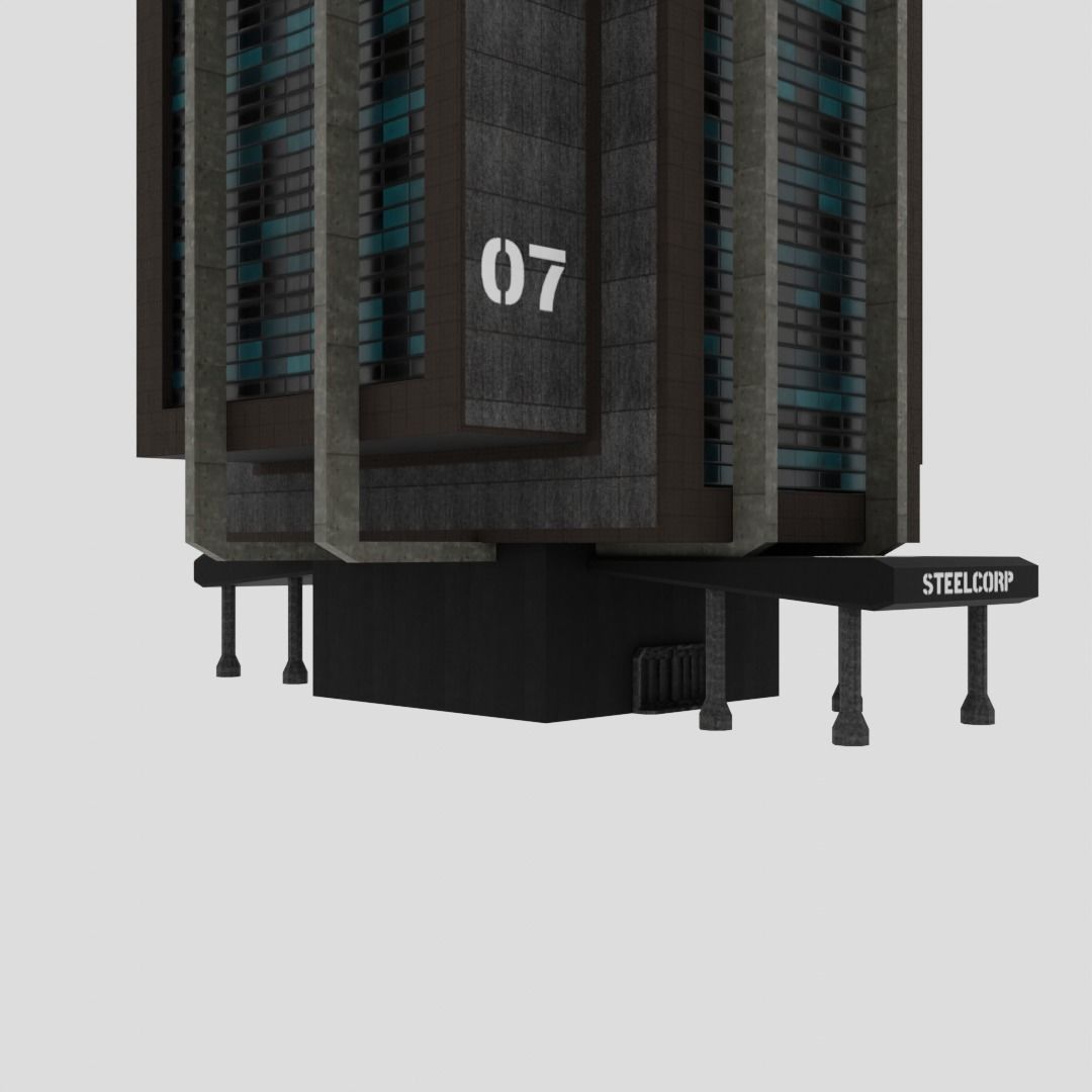 SciFi Cyberpunk Building 07 Low-poly 3D model_13