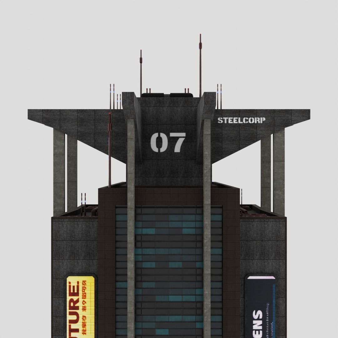 SciFi Cyberpunk Building 07 Low-poly 3D model_11