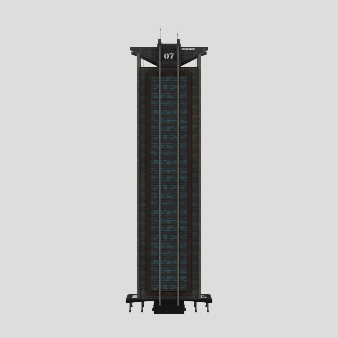 SciFi Cyberpunk Building 07 Low-poly 3D model_3