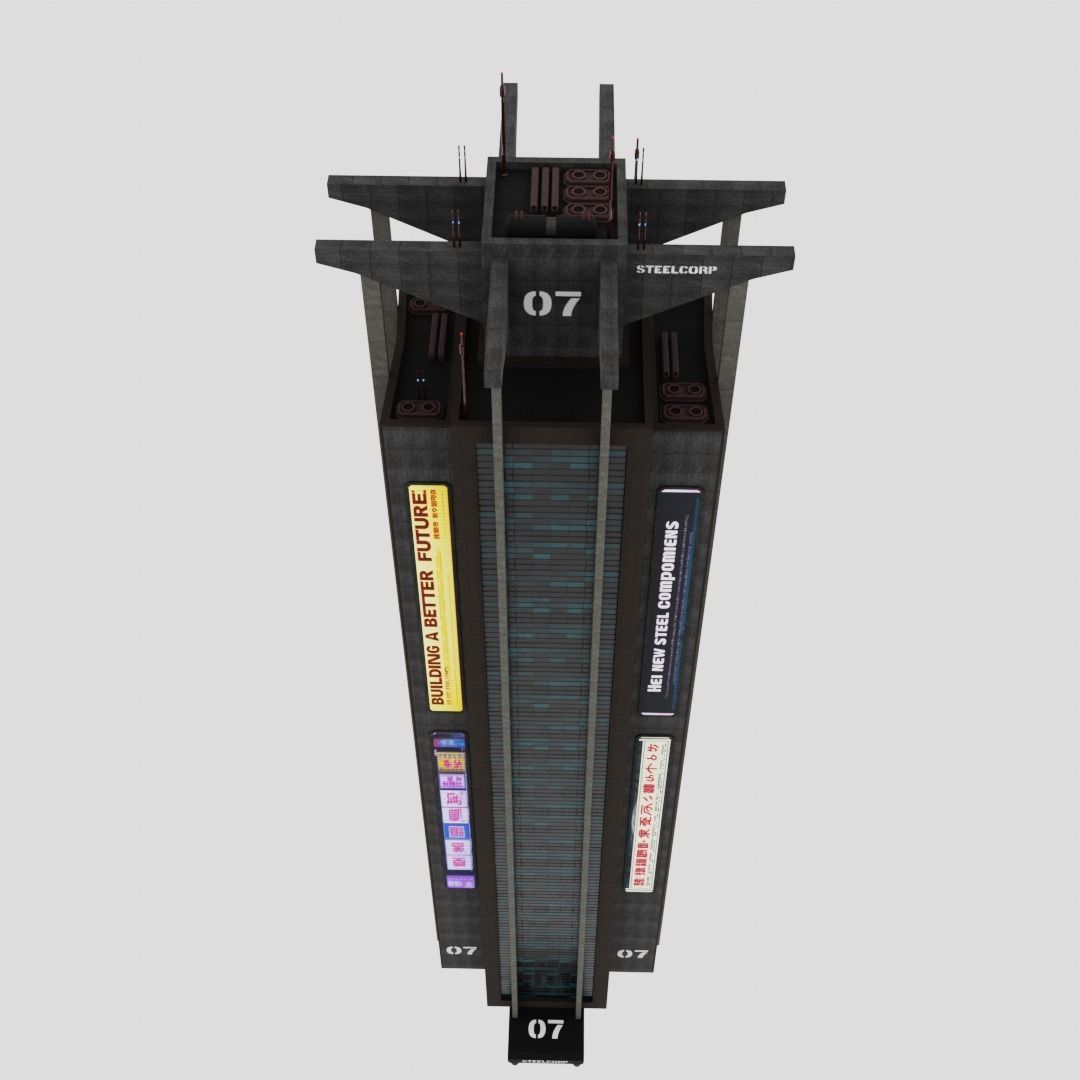 SciFi Cyberpunk Building 07 Low-poly 3D model_10