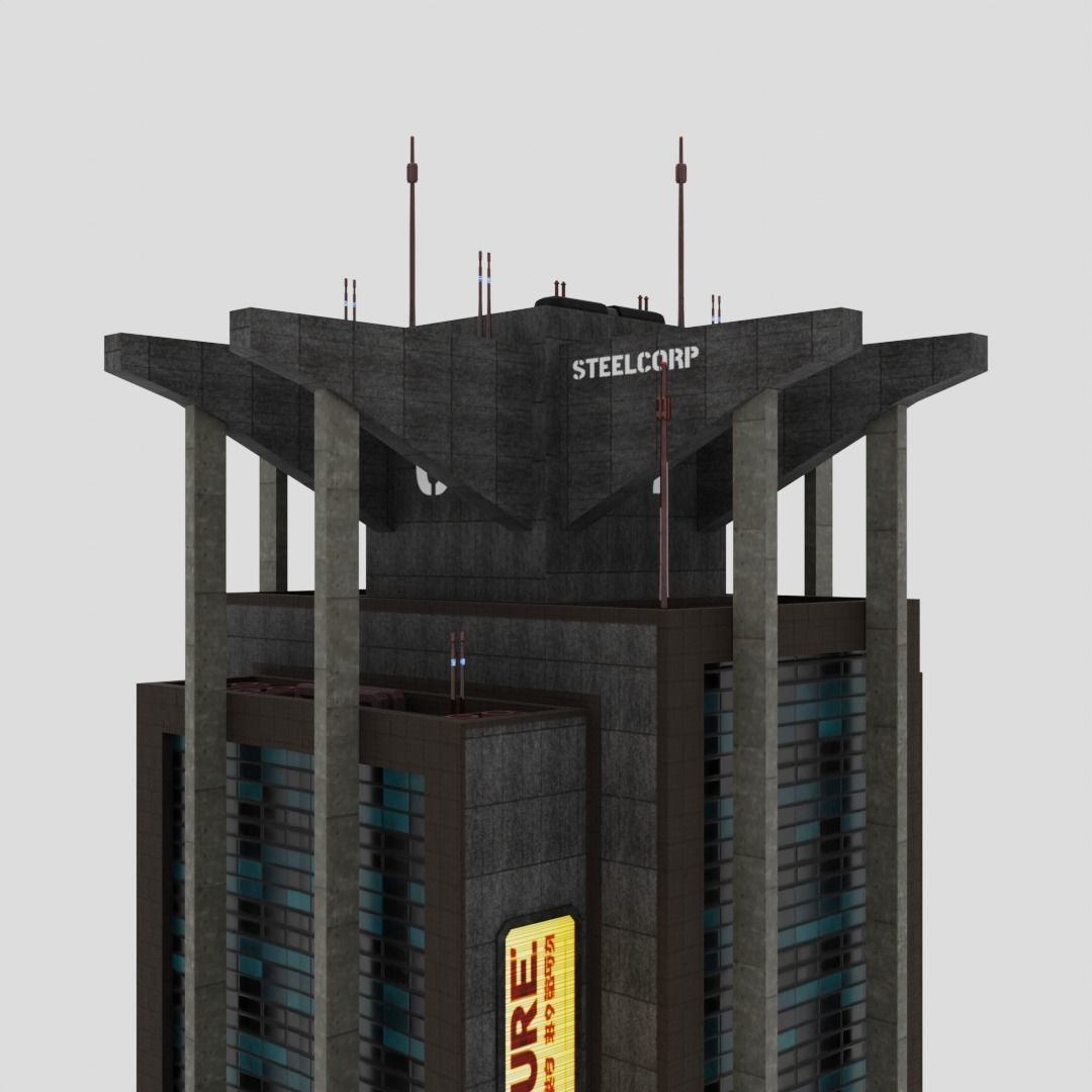SciFi Cyberpunk Building 07 Low-poly 3D model_12