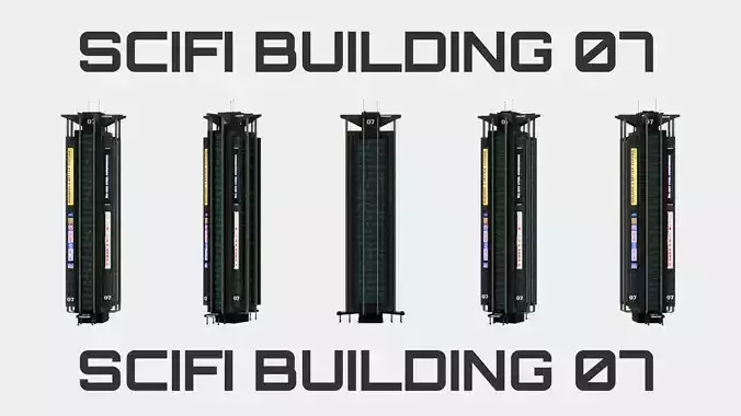 SciFi Cyberpunk Building 07 Low-poly 3D model